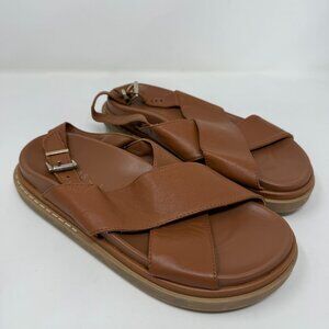 Alohas Marshmallow Brown Leather Platform Sandals Slingback